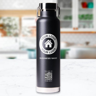 Custom QR Code Business Logo Name Modern Water Bottle