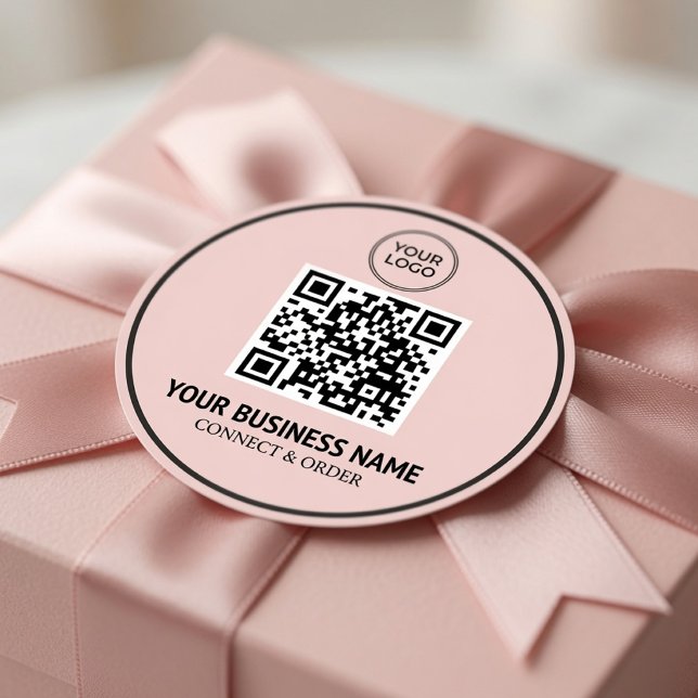 Custom QR Code Business Logo Personalised Branding Classic Round Sticker (Creator Uploaded)