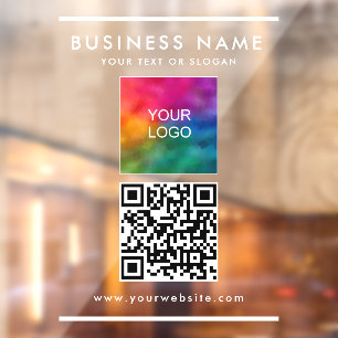 Custom QR Code Business Logo Text Modern Vertical Window Cling