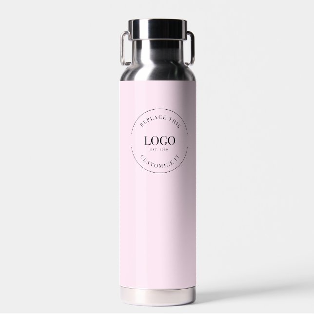 Custom QR code Business logo website Pink Water Bottle (Front)