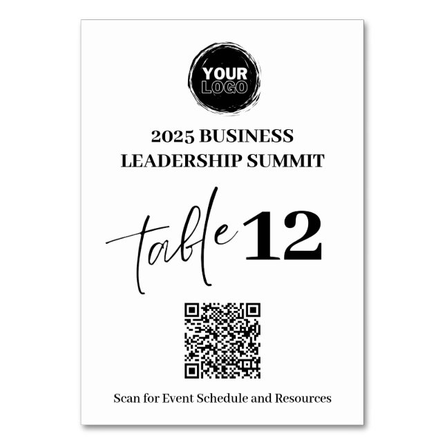 Custom QR Code Business Meetings or Conference  Table Number (Front)