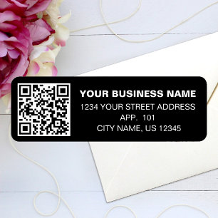 Custom QR Code Business Name Black Return Address