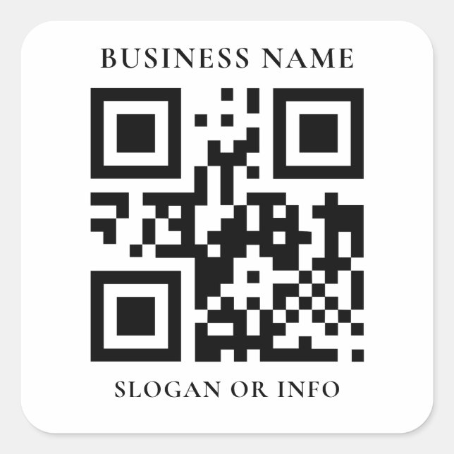 Custom QR Code Business Name Square Sticker (Front)