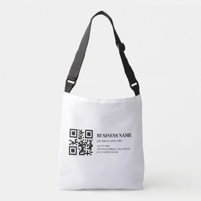 Custom QR Code Business  Name Template Crossbody Bag (Front)