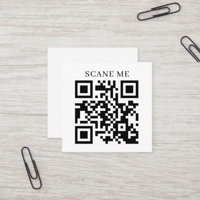 Custom QR Code Business | Text or Social Media Square Business Card (Front/Back In Situ)