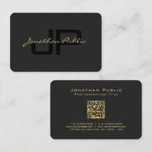 Custom QR Code Calligraphy Gold Text Euro Size Business Card