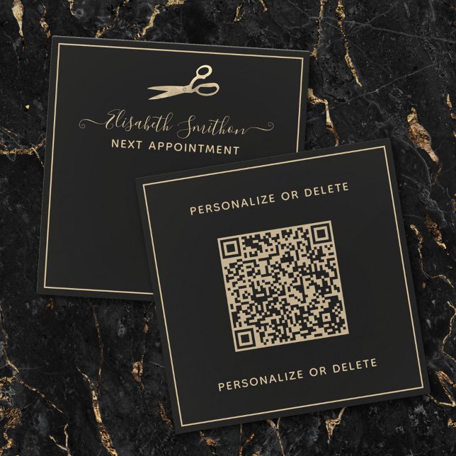  Custom QR Code Chic Hair Stylist Next Appointment Card (Creator Uploaded)