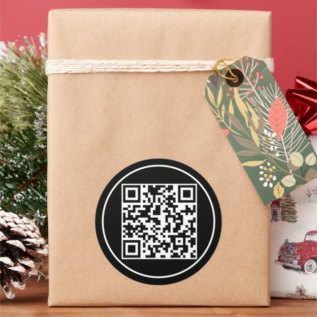 CUSTOM QR CODE  CLASSIC ROUND STICKER (Holiday)