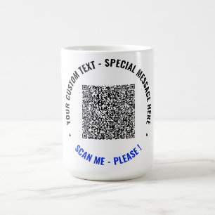 Custom QR Code Coffee Mug Gift Add Your Text Info
