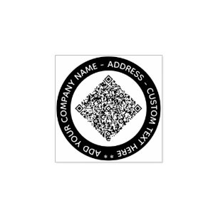 Custom QR Code Colour Round Rubber Stamp Example