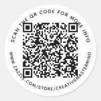 Custom QR Code Custom Text Classic Round Sticker