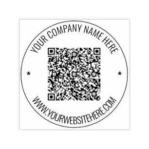 Custom QR Code Custom Text Round Self-inking Stamp