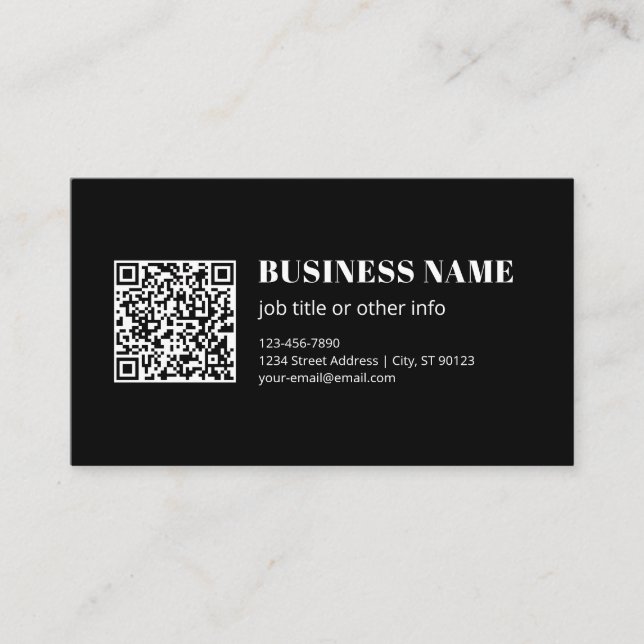 Custom QR code & Editable Retro-Modern Text Business Card (Front)