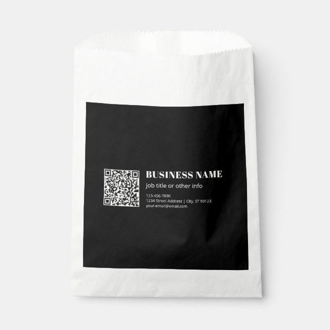 Custom QR code & Editable Retro-Modern Text Favour Bags (Front)