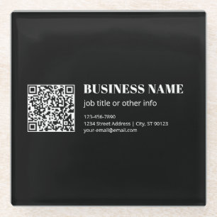 Custom QR code & Editable Retro-Modern Text Glass Coaster