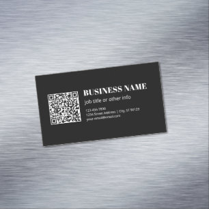 Custom QR code & Editable Retro-Modern Text Magnetic Business Card