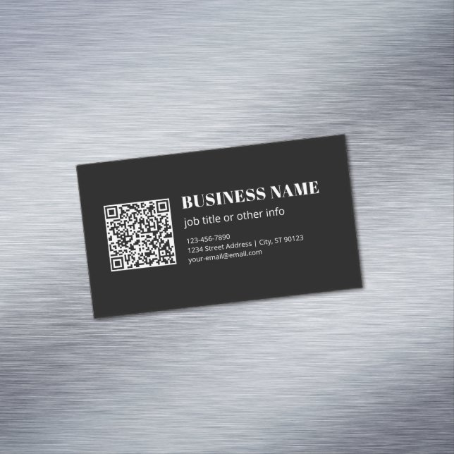 Custom QR code & Editable Retro-Modern Text Magnetic Business Card (In Situ)