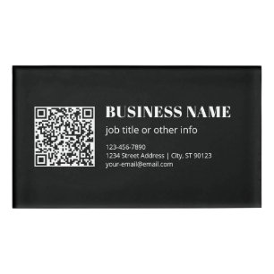 Custom QR code & Editable Retro-Modern Text Name Tag