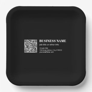 Custom QR code & Editable Retro-Modern Text Paper Plate