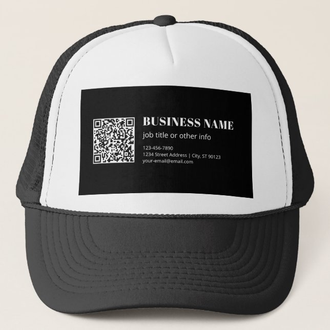 Custom QR code & Editable Retro-Modern Text Trucker Hat (Front)