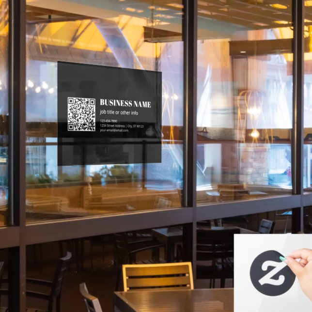 Custom QR code & Editable Retro-Modern Text Window Cling (Restaurant Window)