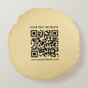 Custom QR Code Elegant Modern Template Gold Colour Round Cushion