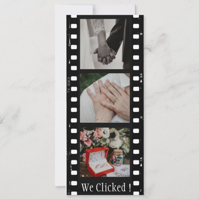Custom QR Code Film Strip Photo Booth Bookmark  Save The Date (Front)
