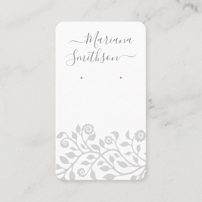   Custom QR Code Grey White Earrings Display Cards (Front)