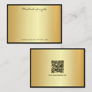 Custom QR Code Handwritten Script Name Gold Card
