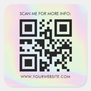 Custom QR Code & Holographic Pastel Business Promo Square Sticker