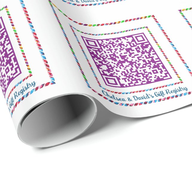 Custom QR Code Jellybean Colour Frame Gift Registr Wrapping Paper (Roll Corner)