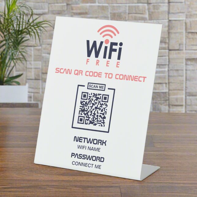 Custom QR Code l Free WIFI Password Network Pedestal Sign (Creator Uploaded)