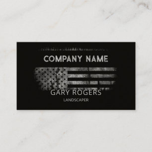 Custom QR Code Landscaper American Flag Business Card