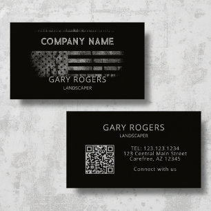 Custom QR Code Landscaper American Flag Business Card