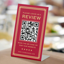 Custom QR Code Leave a Review Classic Red Gold