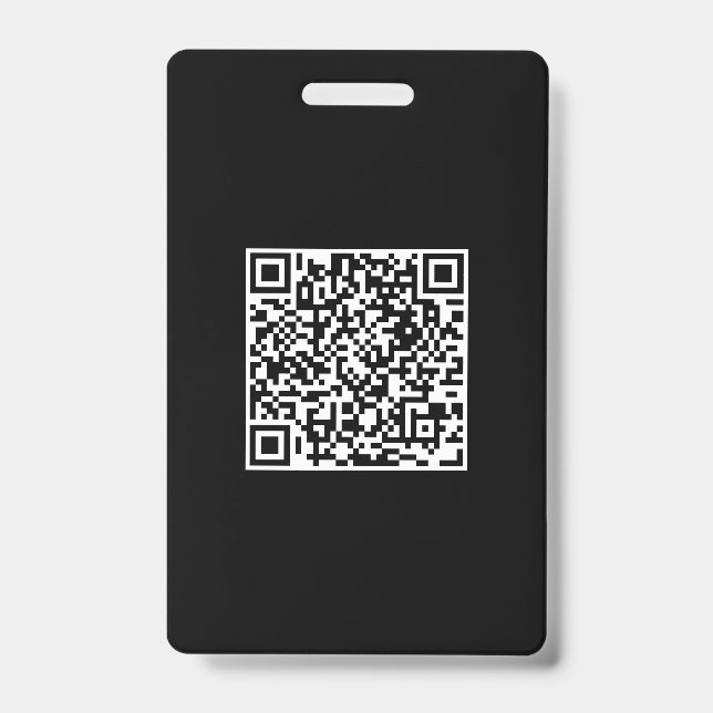 Custom QR Code Logo black solid minimalist ID Badge (Front)