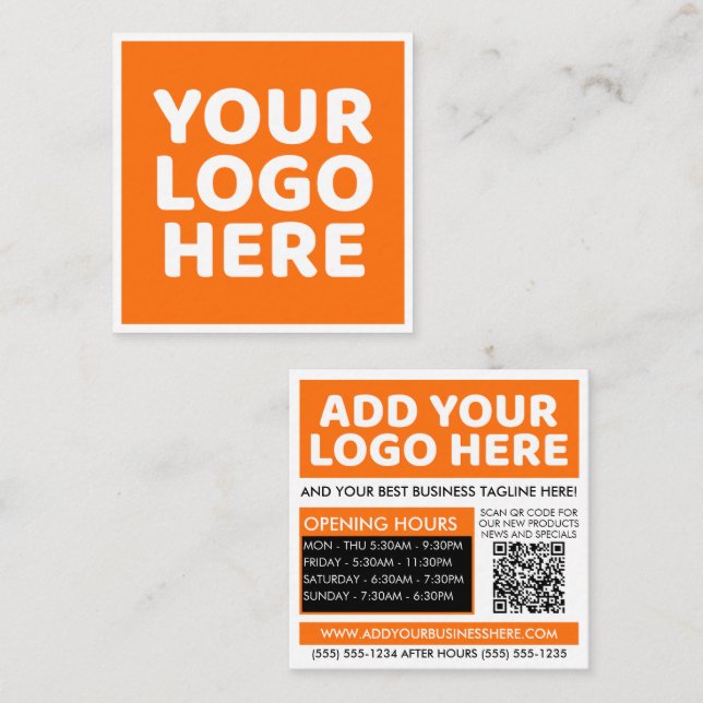 Custom QR Code Logo Brand Colour Company Square Business Card (Front/Back)