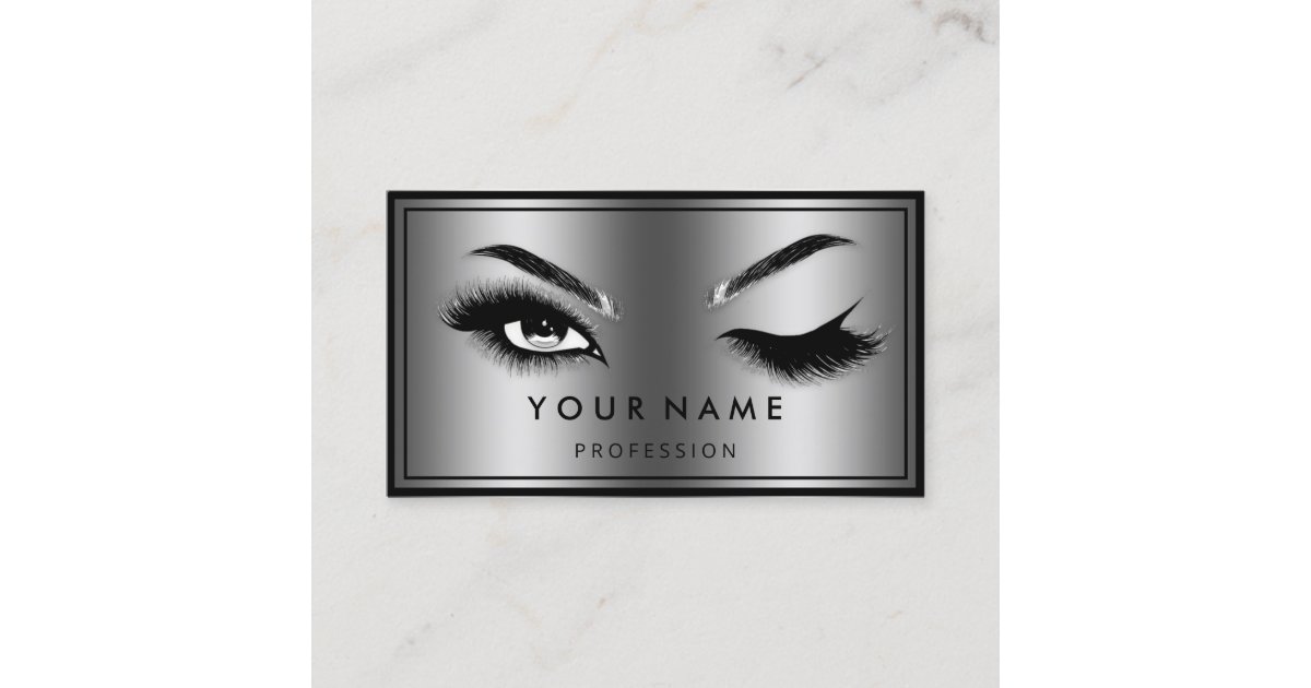 Custom QR CODE Logo Eyelashes Frame Grey Business Card | Zazzle