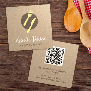 Custom QR Code Logo Kitchen Business & Restaurant Square Business Card