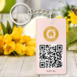 Custom QR Code Logo Text Elegant Blush Pink Key Ring<br><div class="desc">Upload a logo and QR code, add text, and easily create your personalised keychain. Click EDIT DESIGN to change the background colour or text colour. You can TRANSFER this DESIGN on other Zazzle products and adjust it to fit most Zazzle items. Standard Studio designs are made in high-resolution graphics for...</div>