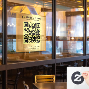 Custom QR Code Logo Text Faux Gold Glamourous Window Cling
