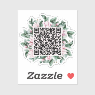 Custom QR Code Magnolia Flower Frame Wedding