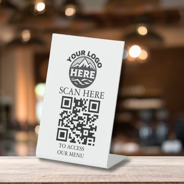 Custom QR Code Menu Logo Pedestal Sign |Restaurant (Creator Uploaded)
