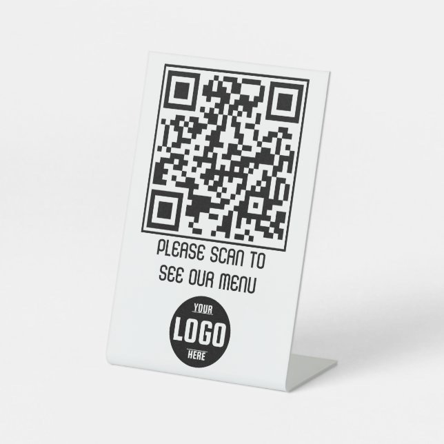 Custom QR Code Menu Pedestal Sign for Restaurants  (Front)
