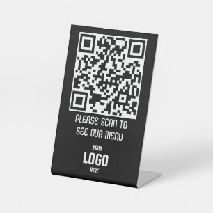Custom QR Code Menu Pedestal Sign for Restaurants