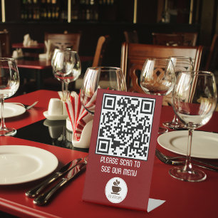 Custom QR Code Menu Pedestal Sign for Restaurants