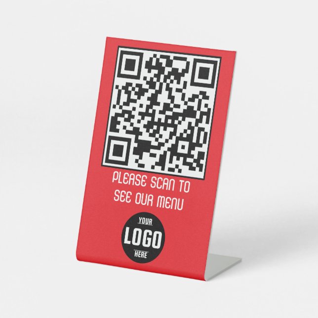 Custom QR Code Menu Pedestal Sign for Restaurants  (Front)