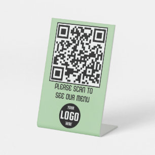 Custom QR Code Menu Pedestal Sign for Restaurants 