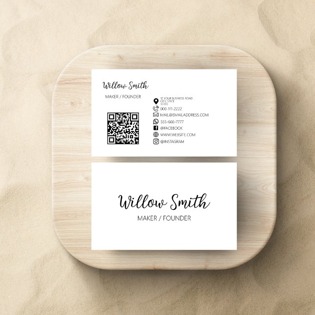 Custom QR Code Minimalist Small Business Card (Creator Uploaded)