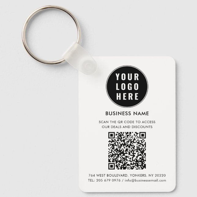Custom QR Code Modern Logo Minimalist Key Ring (Front)